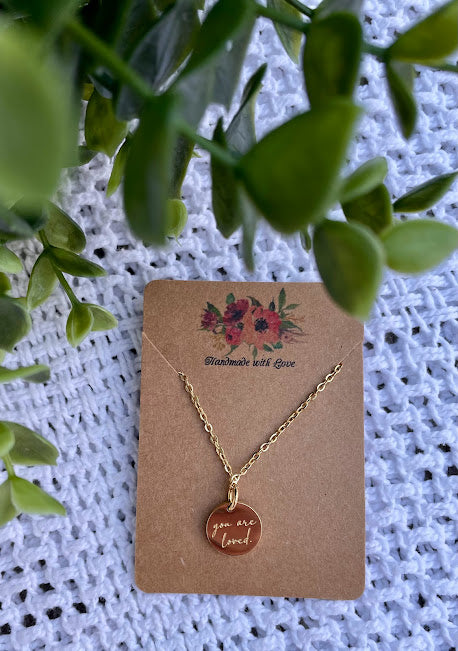 You Are Loved Floral Gold Necklace